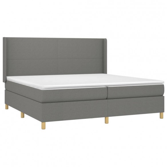 Sommier à lattes de lit matelas LED Gris foncé 200x200 cm Tissu