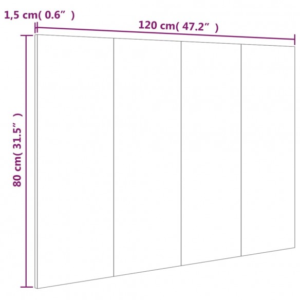 Tête de lit Blanc 120x1,5x80 cm Bois d'ingénierie