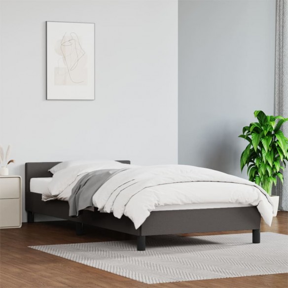 Cadre de lit avec tête de lit Gris 90x200 cm Similicuir