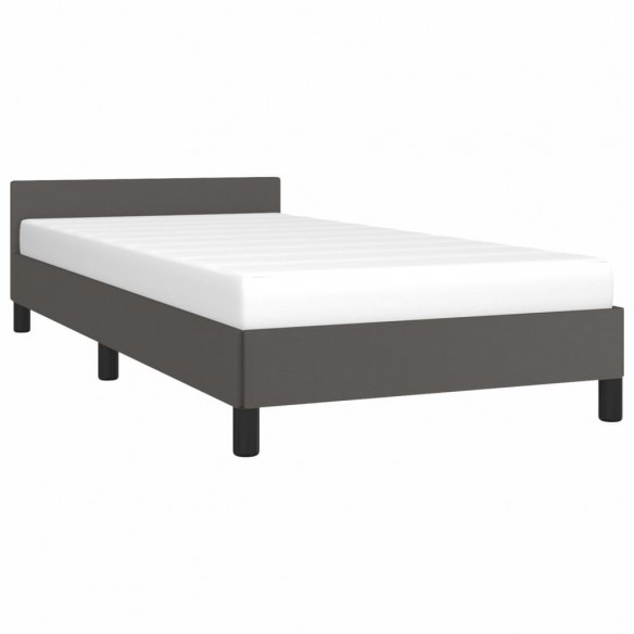 Cadre de lit avec tête de lit Gris 90x200 cm Similicuir