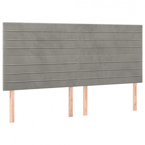 Tête de lit à LED Gris clair 200x5x118/128 cm Velours