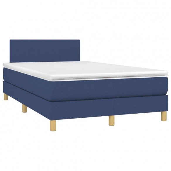 Cadre de lit avec matelas LED Bleu 120x200 cm Tissu