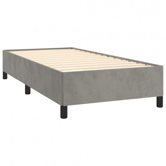 Cadre de lit et matelas Gris clair 100x200cm Velours