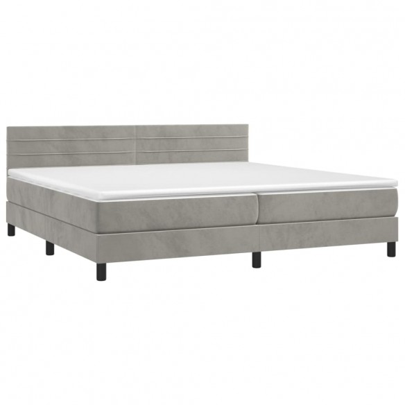 Cadre de lit et matelas Gris clair 200x200cm Velours