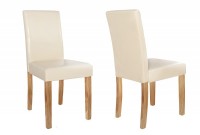 Ensemble de 4 chaises de salle à manger en simili cuir beige