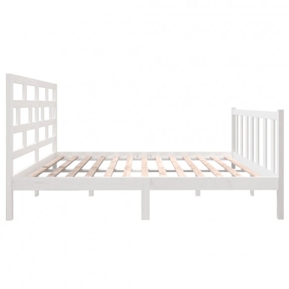 Cadre de lit Blanc Bois de pin massif 140x190 cm