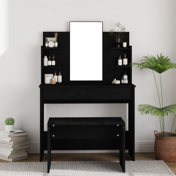 Coiffeuse avec miroir noir 96x40x142 cm