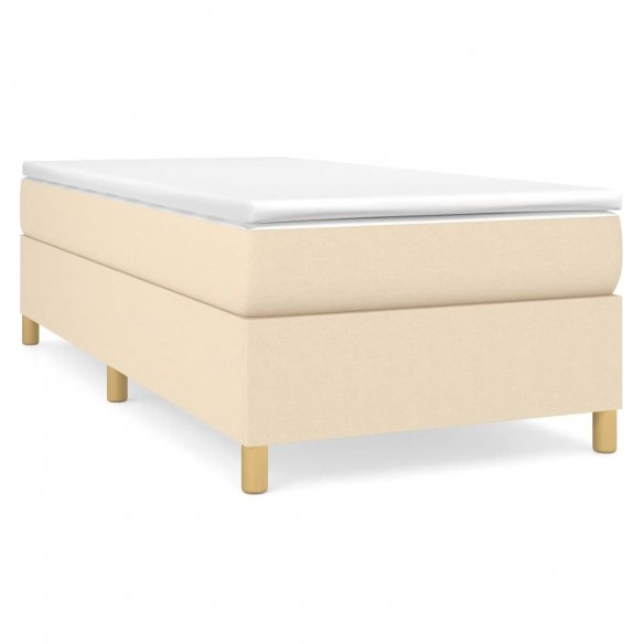 Cadre de lit avec matelas Crème 100x200 cm Tissu