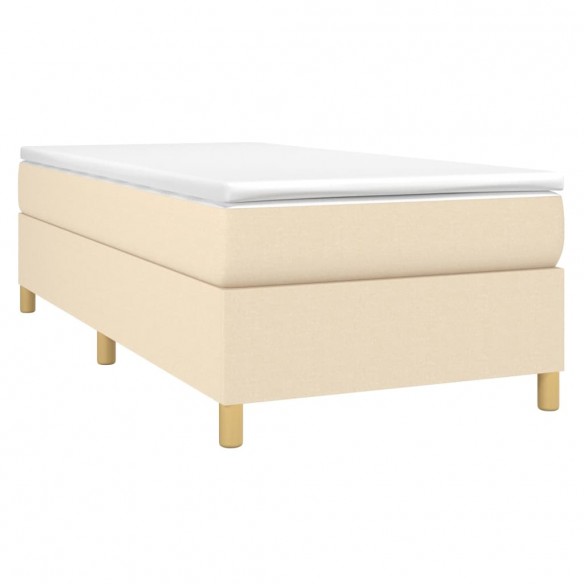 Cadre de lit avec matelas Crème 100x200 cm Tissu