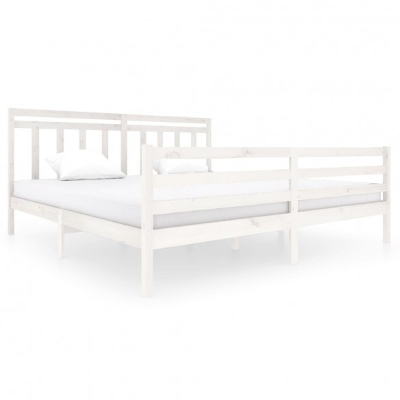 Cadre de lit Blanc Bois massif 200x200 cm