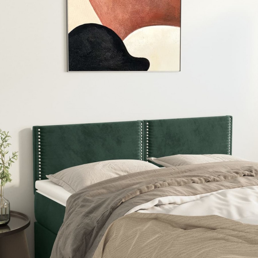 Têtes de lit 2 pcs Vert foncé 72x5x78/88 cm Velours