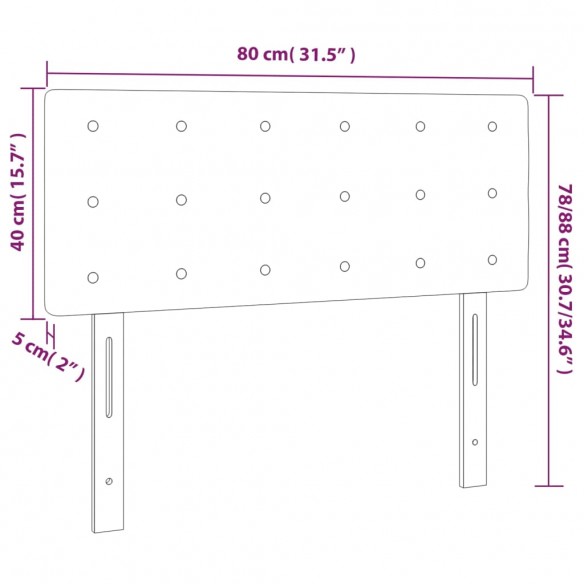 Tête de lit à LED Crème 80x5x78/88 cm Tissu