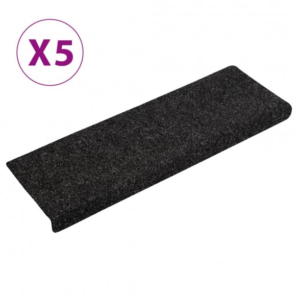 Tapis de marches d'escalier 5 pcs Noir 65x21x4 cm Aiguilleté