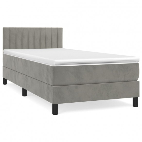 Cadre de lit et matelas Gris clair 100x200cm Velours