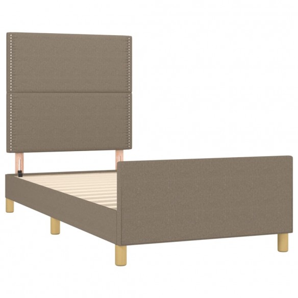 Cadre de lit avec tête de lit Taupe 90x200 cm Tissu