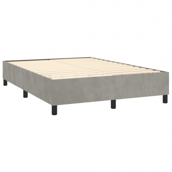 Cadre de lit et matelas Gris clair 140x200cm Velours