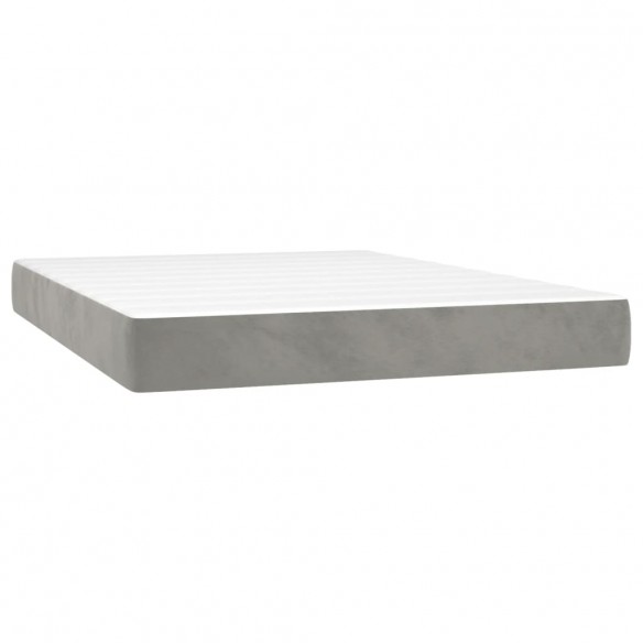 Cadre de lit et matelas Gris clair 140x200cm Velours