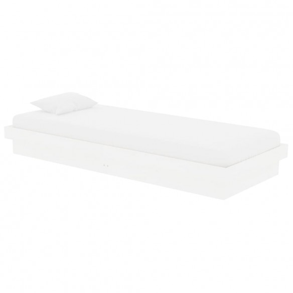 Cadre de lit Blanc Bois massif 75x190 cm Petit simple