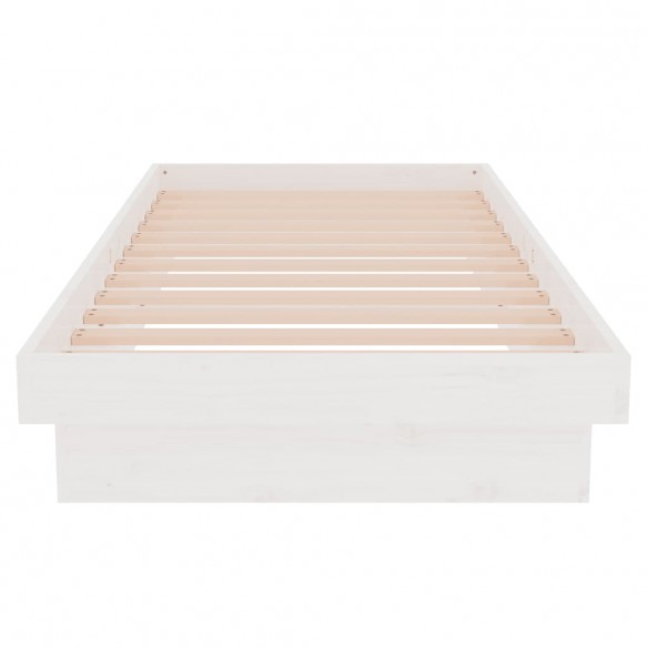 Cadre de lit Blanc Bois massif 75x190 cm Petit simple