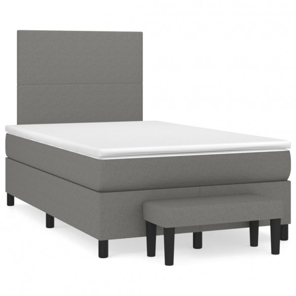 Cadre de lit avec matelas Gris foncé 120x200cm Tissu