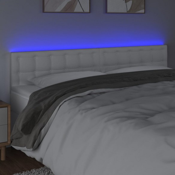 Tête de lit à LED Blanc 180x5x78/88 cm Similicuir