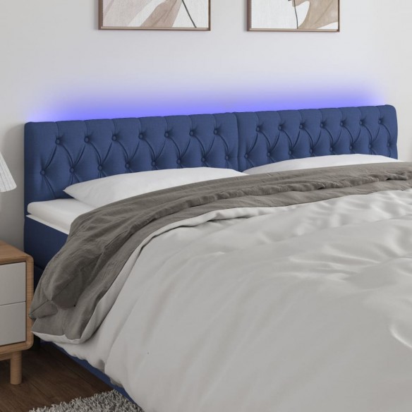 Tête de lit à LED Bleu 180x7x78/88 cm Tissu