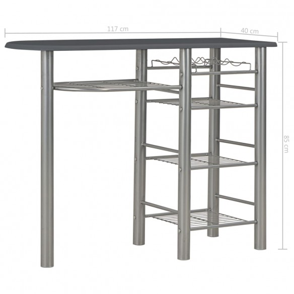 Ensemble de bar avec étagères 3 pcs Bois et acier Noir