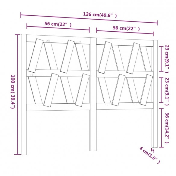 Tête de lit 126x4x100 cm Bois massif de pin