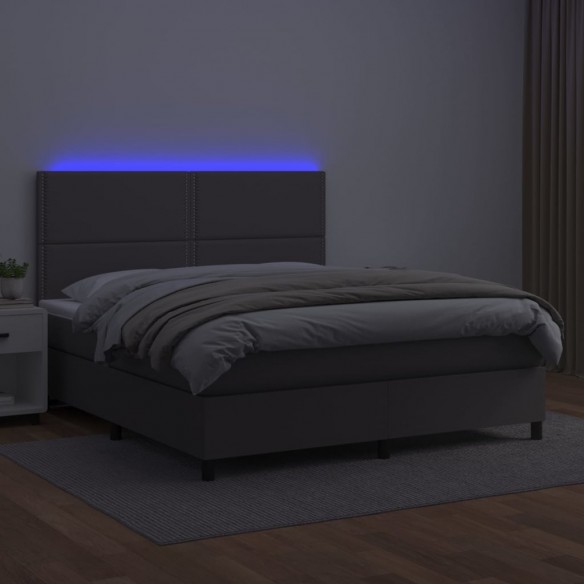 Sommier à lattes de lit avec matelas et LED Gris 140x200 cm