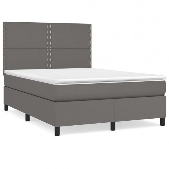 Cadre de lit avec matelas Gris 140x200 cm Similicuir