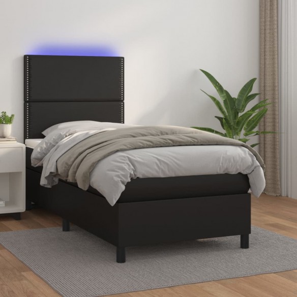 Cadre de lit avec matelas et LED Noir 80x200 cm