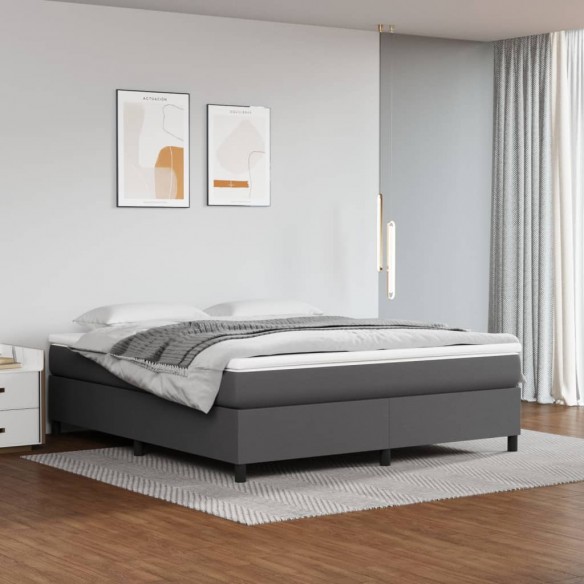 Cadre de lit avec matelas Gris 180x200 cm Similicuir