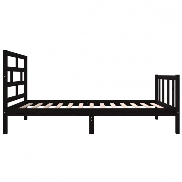 Cadre de lit Noir Bois de pin massif 90x190 cm Simple