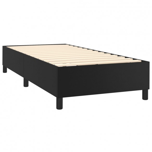 Sommier à lattes de lit matelas LED Noir 90x190 cm Similicuir