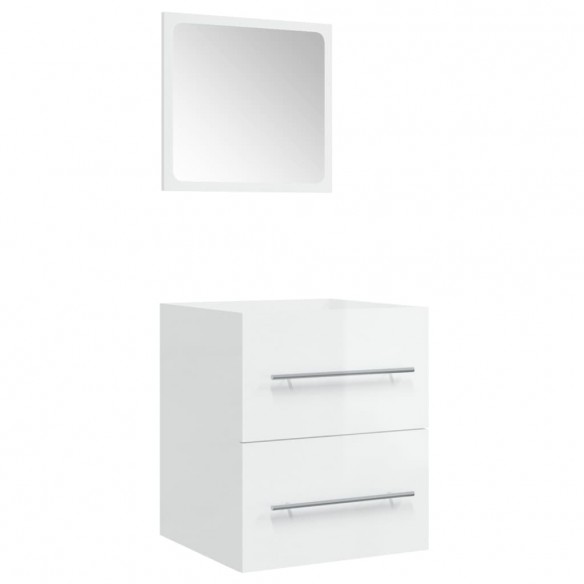 Armoire de salle de bain et miroir Blanc brillant 41x38,5x48 cm