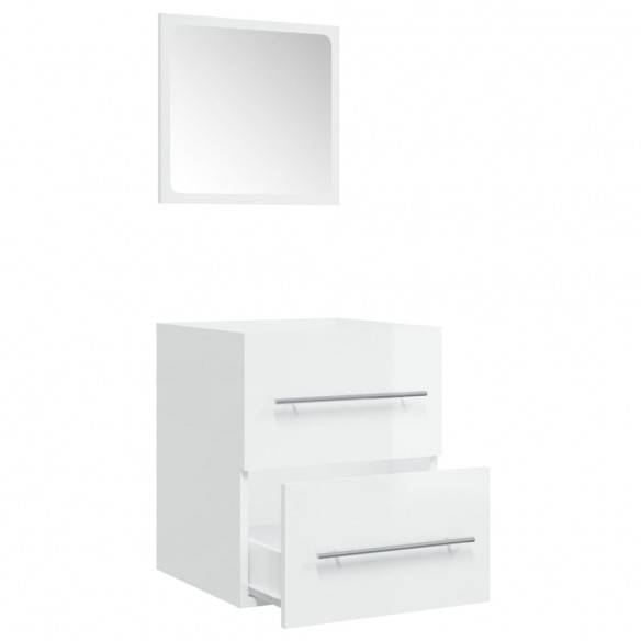 Armoire de salle de bain et miroir Blanc brillant 41x38,5x48 cm