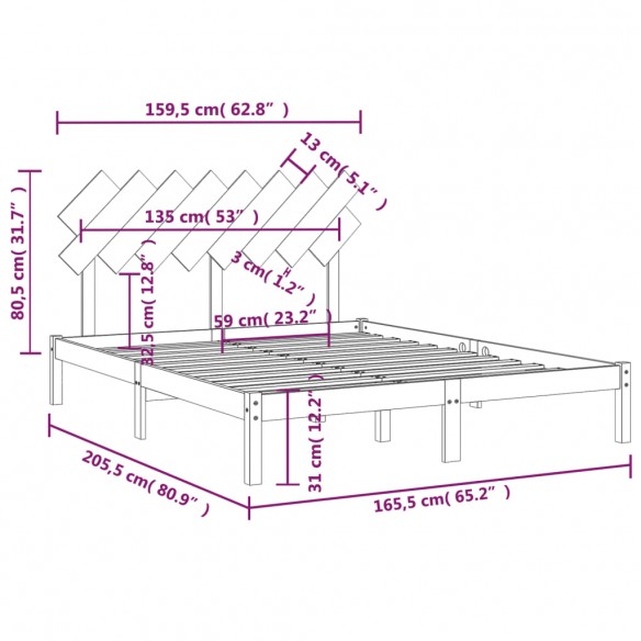 Cadre de lit 160x200 cm Bois massif