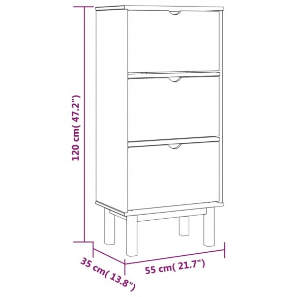 Armoire à chaussures OTTA et 3 tiroirs Marron et blanc Bois pin