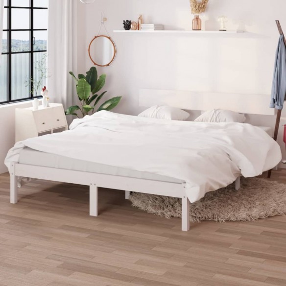 Cadre de lit Blanc Bois de pin massif 150x200 cm UK King