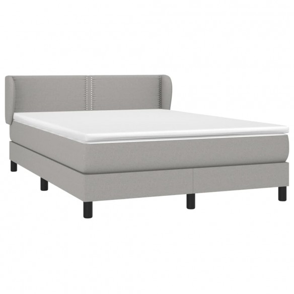 Cadre de lit avec matelas Gris clair 140x200cm Tissu