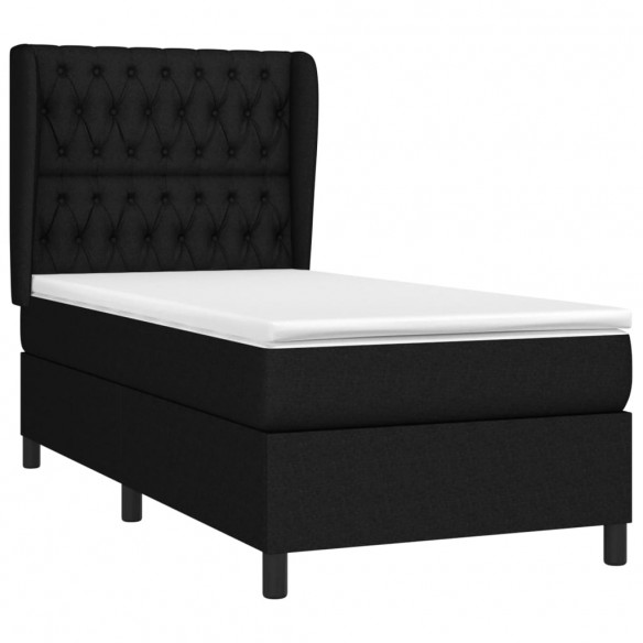 Cadre de lit avec matelas Noir 100x200 cm Tissu