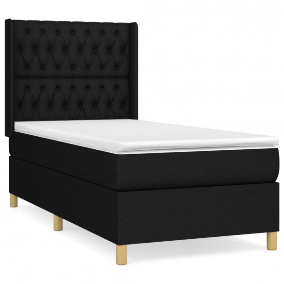 Cadre de lit avec matelas Noir 100x200 cm Tissu