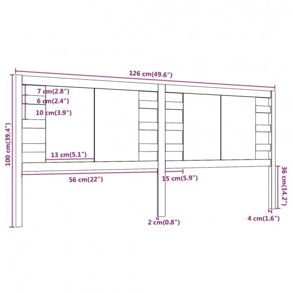 Tête de lit 126x4x100 cm Bois massif de pin