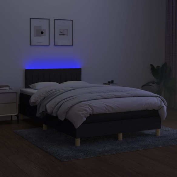 Sommier à lattes de lit avec matelas LED Noir 120x200 cm Tissu
