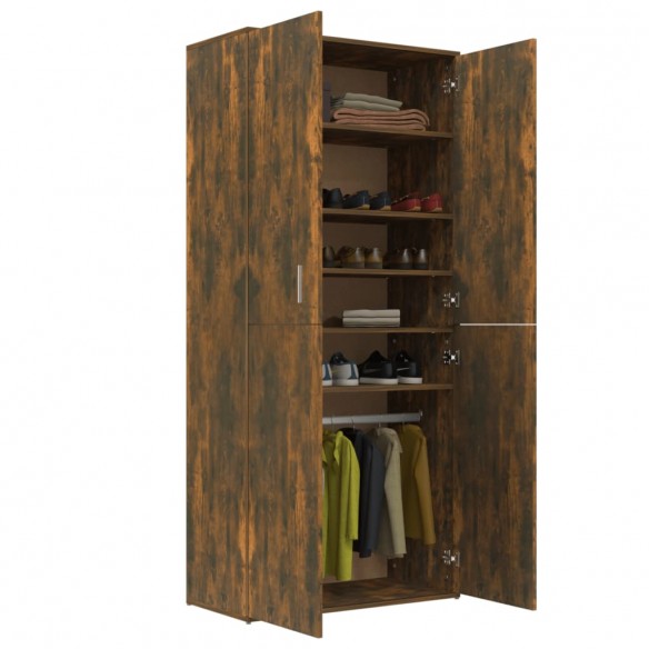 Armoire à chaussures Chêne fumé 80x39x178 cm Bois d'ingénierie