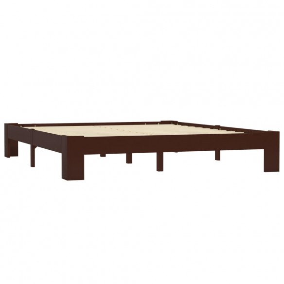 Cadre de lit Marron foncé Bois de pin massif 160 x 200 cm