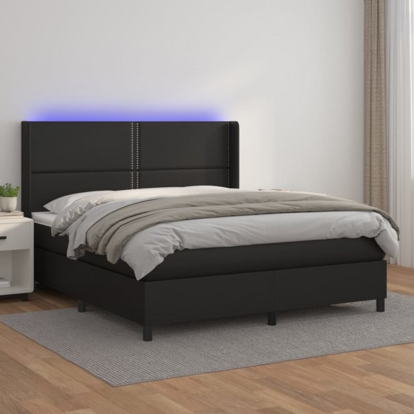 Cadre de lit matelas LED Noir 160x200cm Similicuir