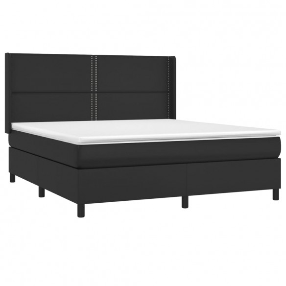 Cadre de lit matelas LED Noir 160x200cm Similicuir