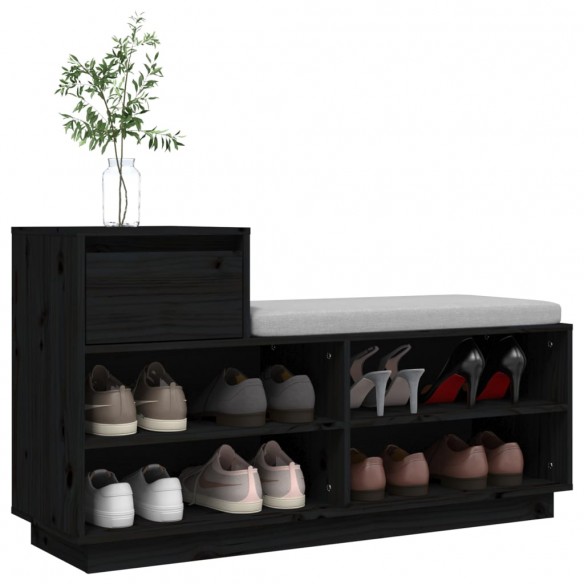 Armoire à chaussures Noir 110x34x61 cm Bois de pin massif