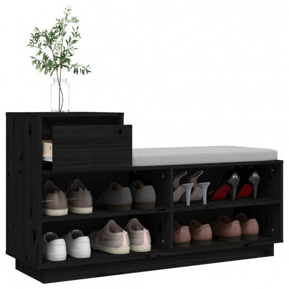 Armoire à chaussures Noir 110x34x61 cm Bois de pin massif